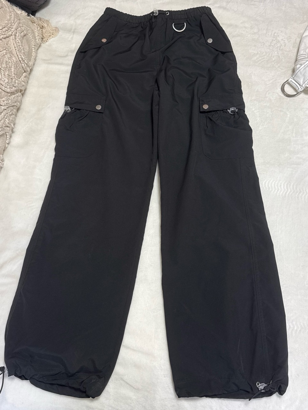 emory park Black Cargo Jogger Pants with D-Ring Detail